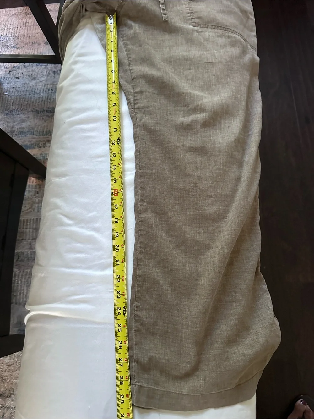 prAna XL Hemp Blend Drawstring Pants Taupe Straight Leg Pull On Outdoor Travel